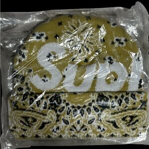 Supreme SS25 Tan Block Knit Beanie NEW With Tags One Size Hat Authentic